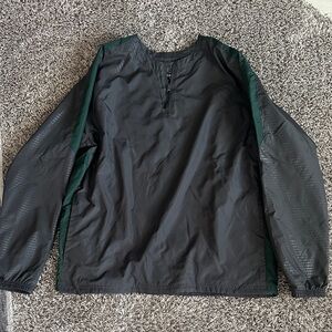 Men's Grey and Dark Green Windbreaker Pullover Jacket